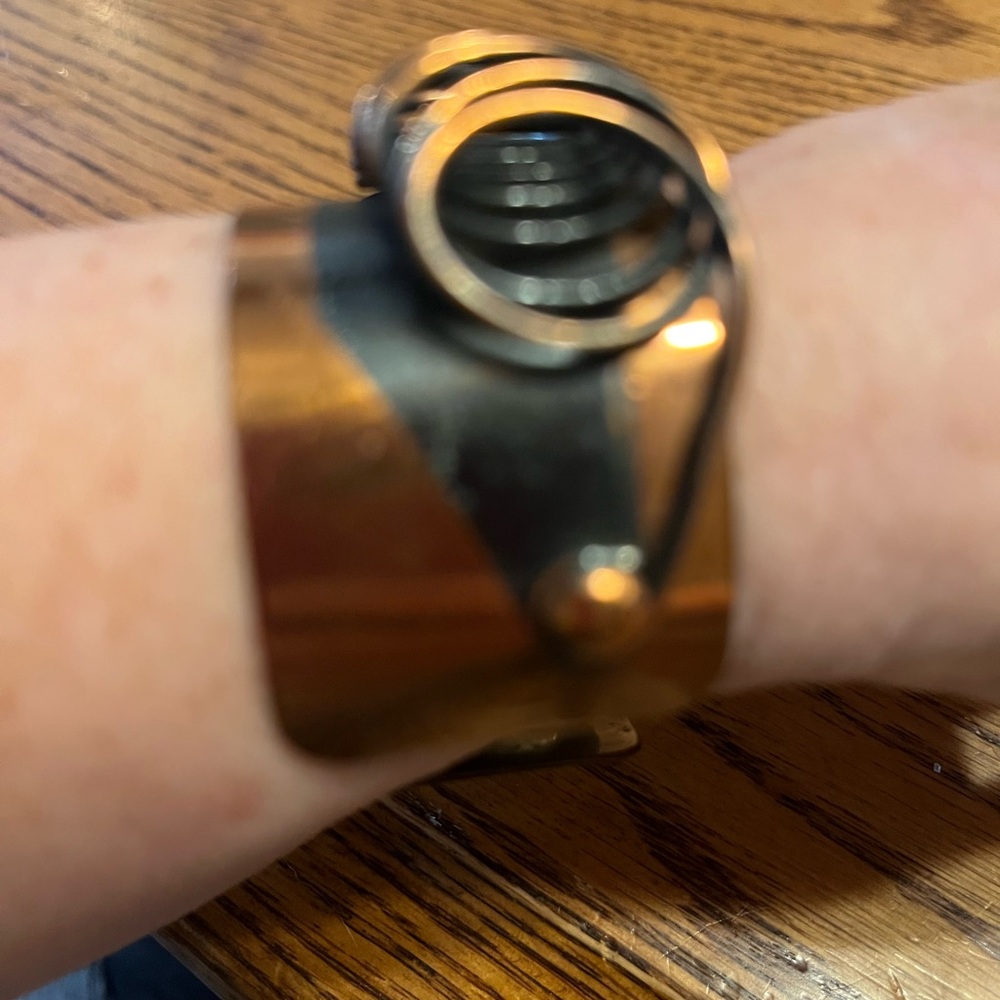 Vintage Signed Renoir Copper Shadow Coil Cuff Bracelet MCM Modernist - Picture 2 of 8